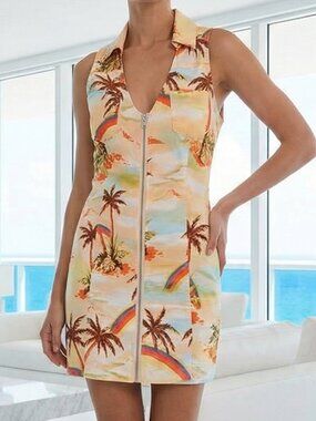 Urban Outfitters Multicolor Tropical Palm Zip Dress M